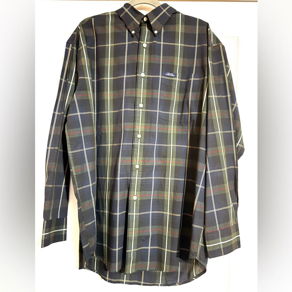 Green and Blue Plaid Casual Button Down Shirt